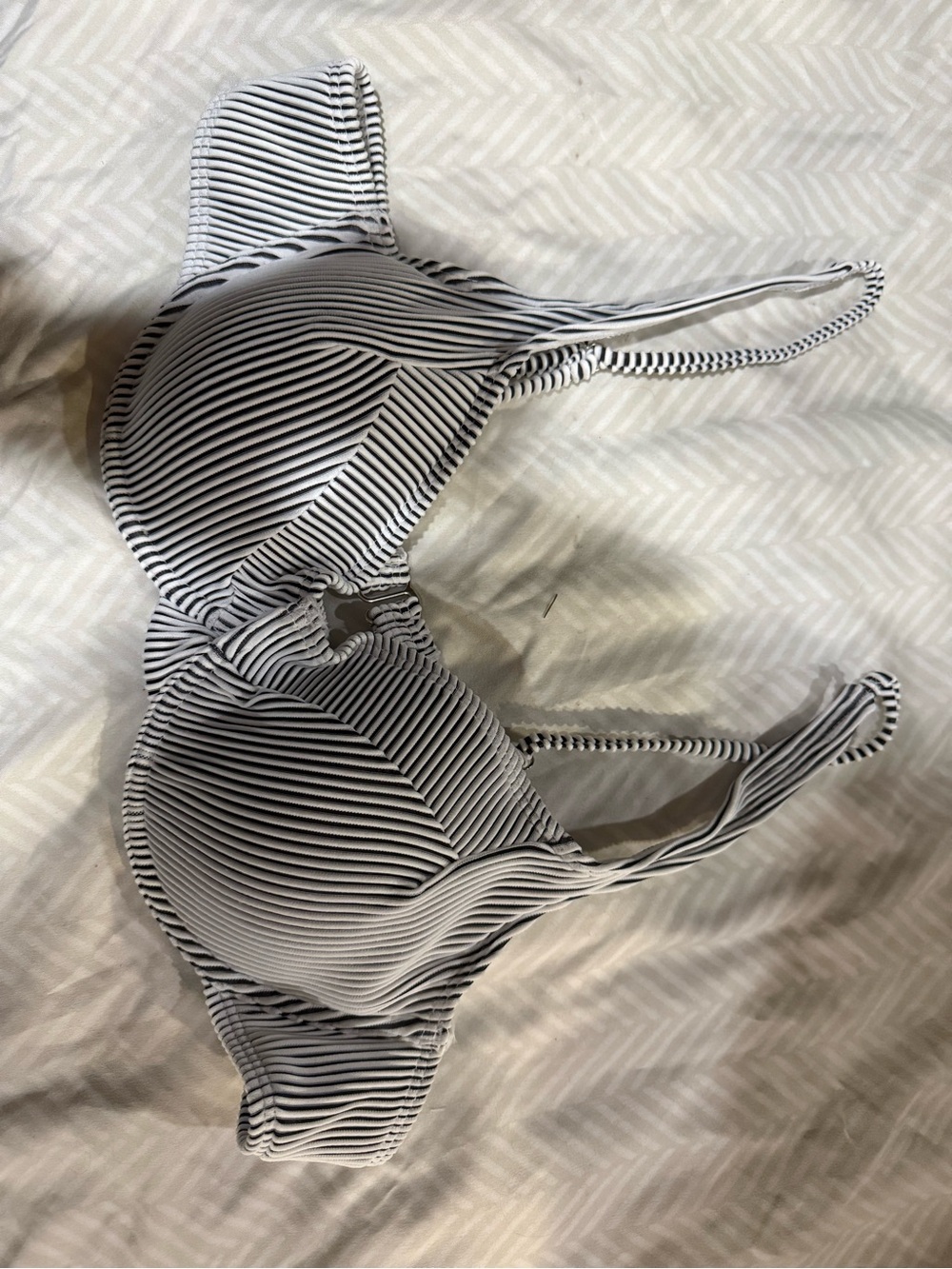 White and Black Striped Underwire Bikini Top - Women Swim Bikini